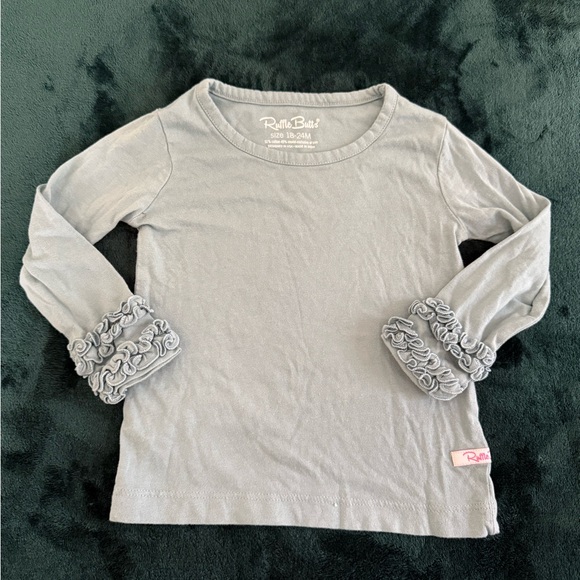 Ruffle Butts Light Gray Ruffle Sleeve Long Tee - Picture 1 of 1